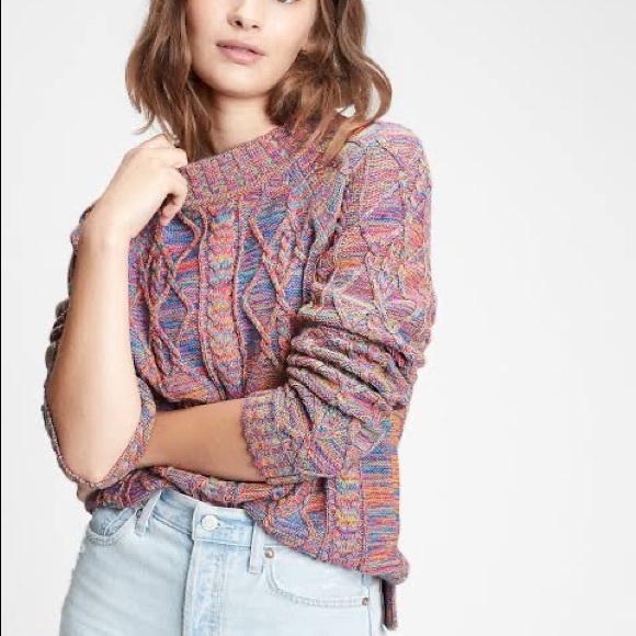 Gap Multi Marled Cable Knit Crewneck 